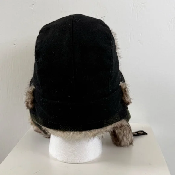 Woolrich Woolen Mills Trapper Hat - Black & Faux Fur - Size Medium - Picture 3 of 9